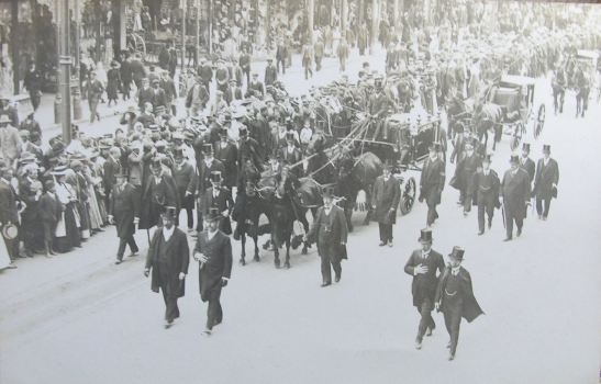 A funeral Procession, Durban, West Street.