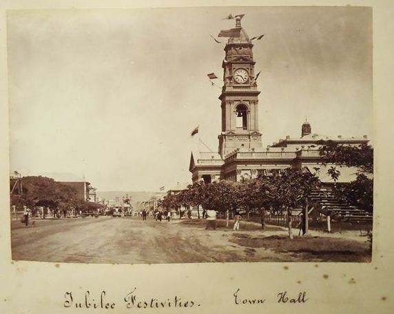 Town Hall decked out for Victoria's Jubilee, Circa 1887