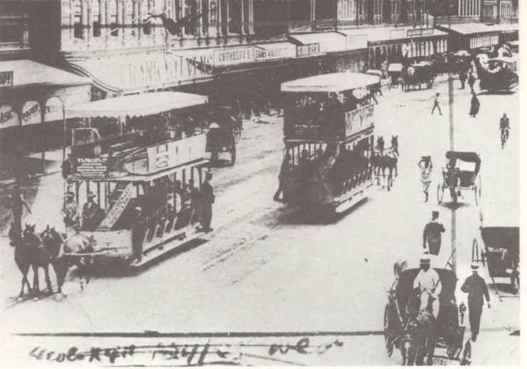 West Street, Durban, 1880's, with horse-drawn trams