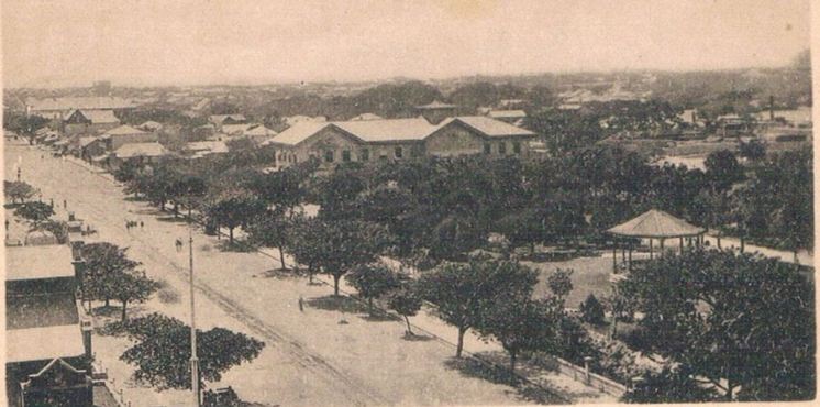 West Street, showing the Band Stand and law Courts, Durban