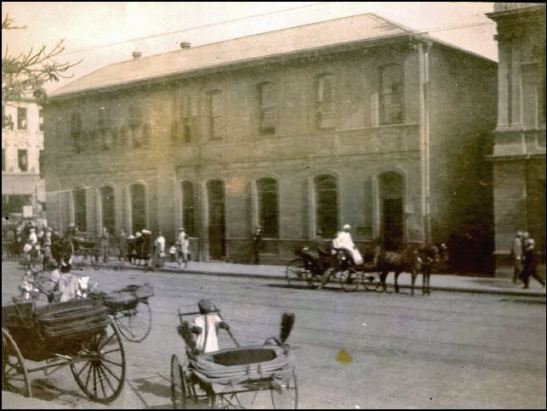Natal Bank, Gardiner Street, Durban, snap taken from Post Office, 1902