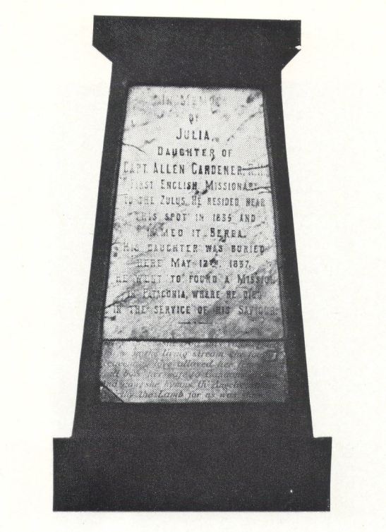 The Memorial to Capt. Gardiner's daughter, Julia, the original gravestone at the bottom
