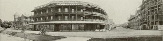 Twine's Hotel and the Marine Hotel under construction, Gardiner Street and Esplanade, 1903, Durban