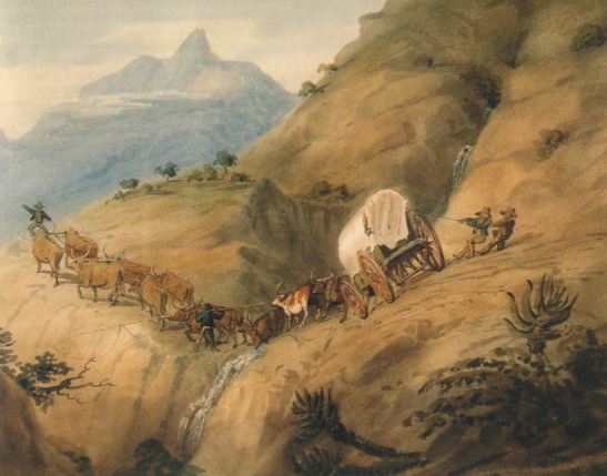 Charles Bell, 1842, wagon, mountain stream