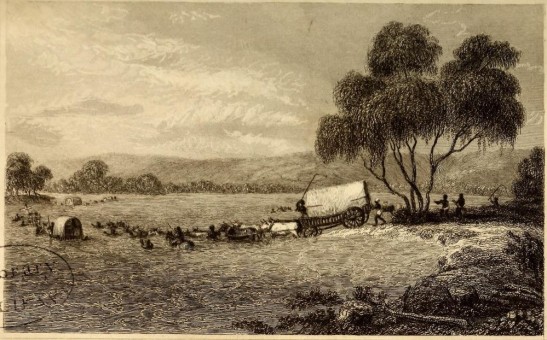 crossing the orange river, wagon