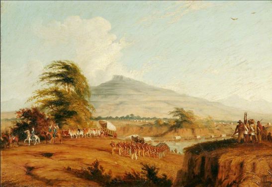 wagon, thomas baines, forces under command of Lt. General Cathcart crossing Orange River to attack moshesh 1852